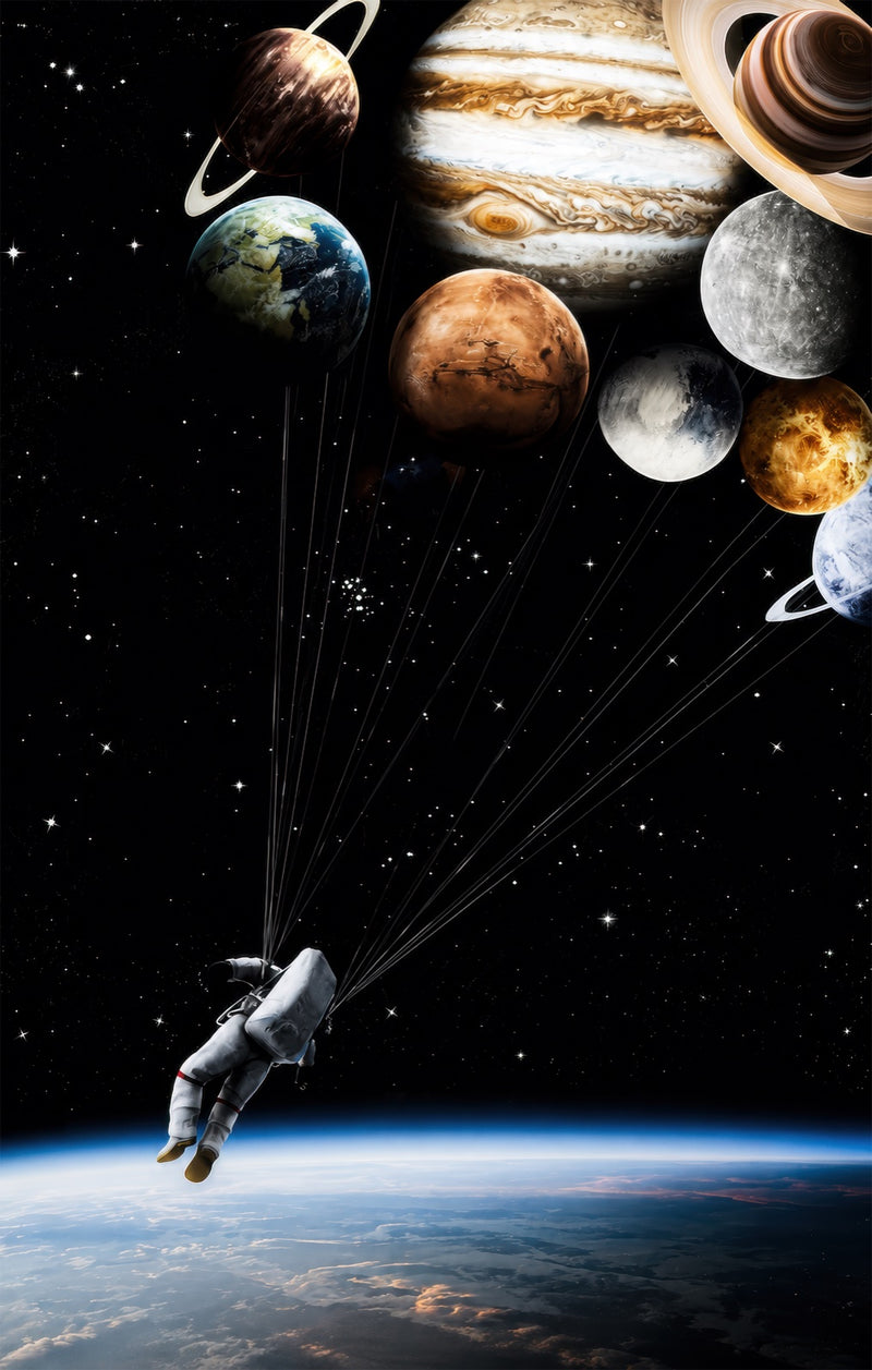 Planetary Flight Glass Wall Art