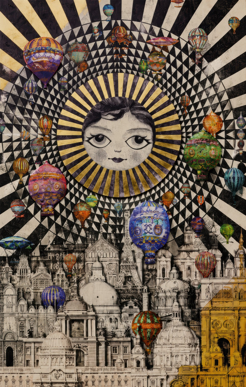 City Of Floating Dreams Glass Wall Art