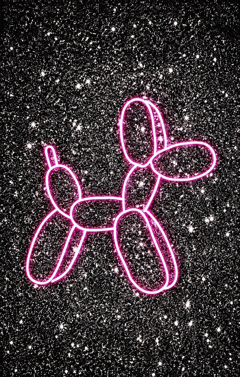 Neon Balloon Dog Glass Wall Art