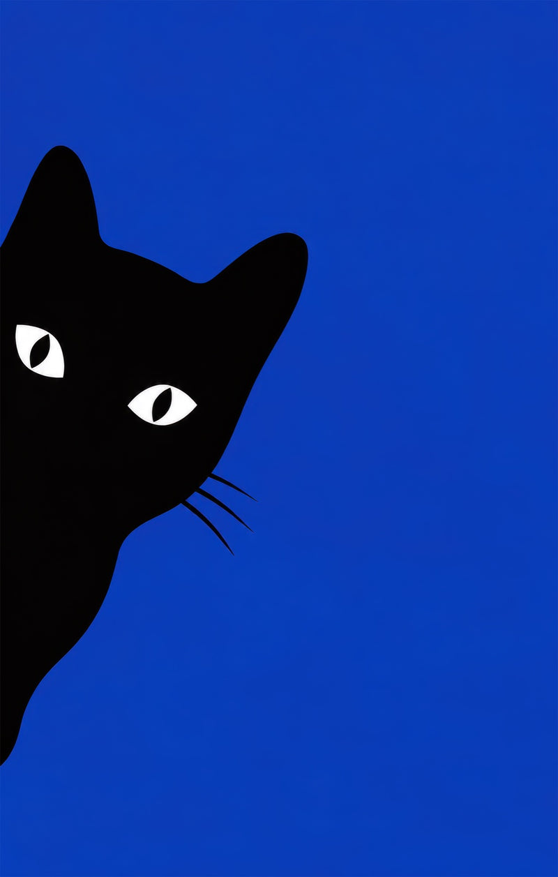 Curious Black Cat Glass Wall Art