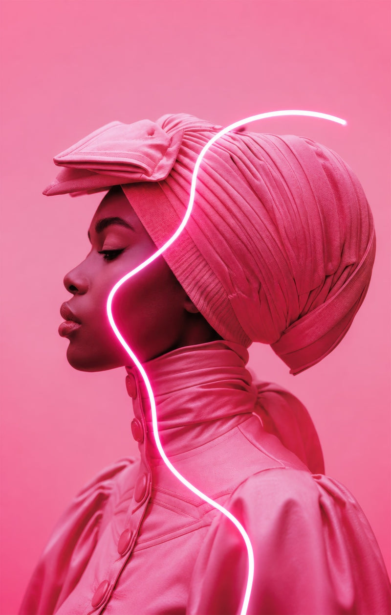 Pink Neon Profile Glass Wall Art