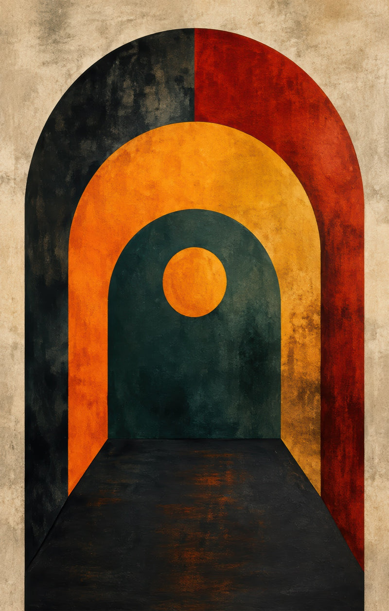 Retro Geometric Archway Glass Wall Art