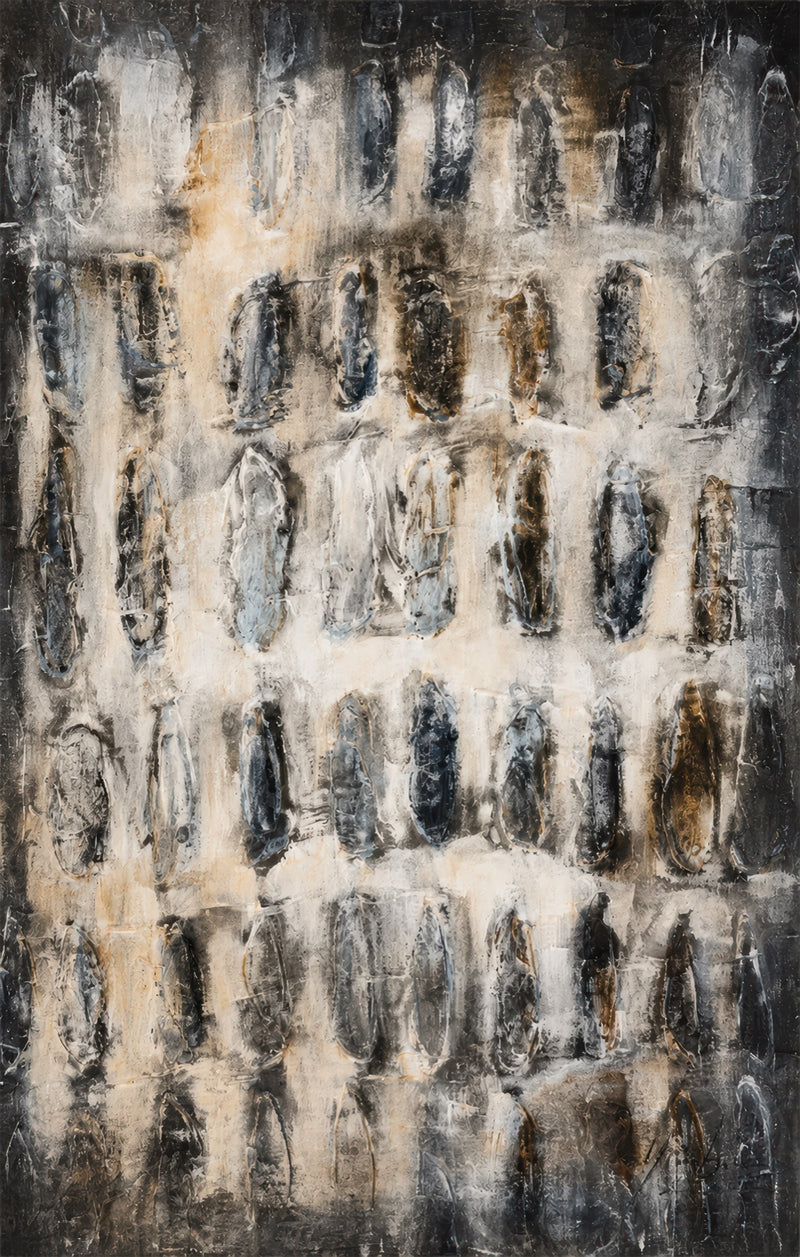 Weathered Stone Grid Glass Wall Art