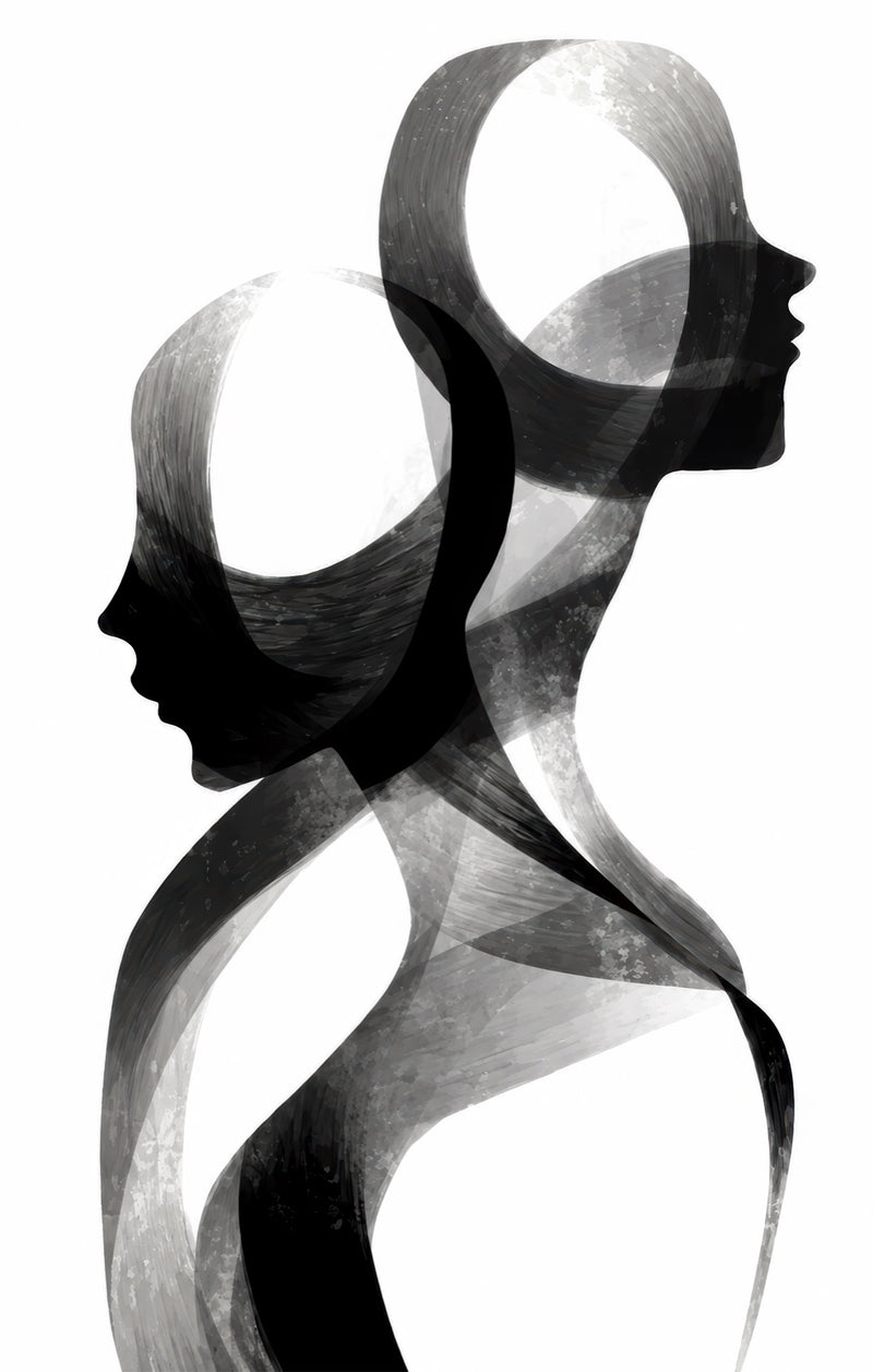 Intertwined Human Silhouettes Glass Wall Art