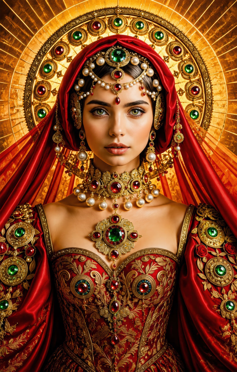 Crimson Jewel Queen Glass Wall Art