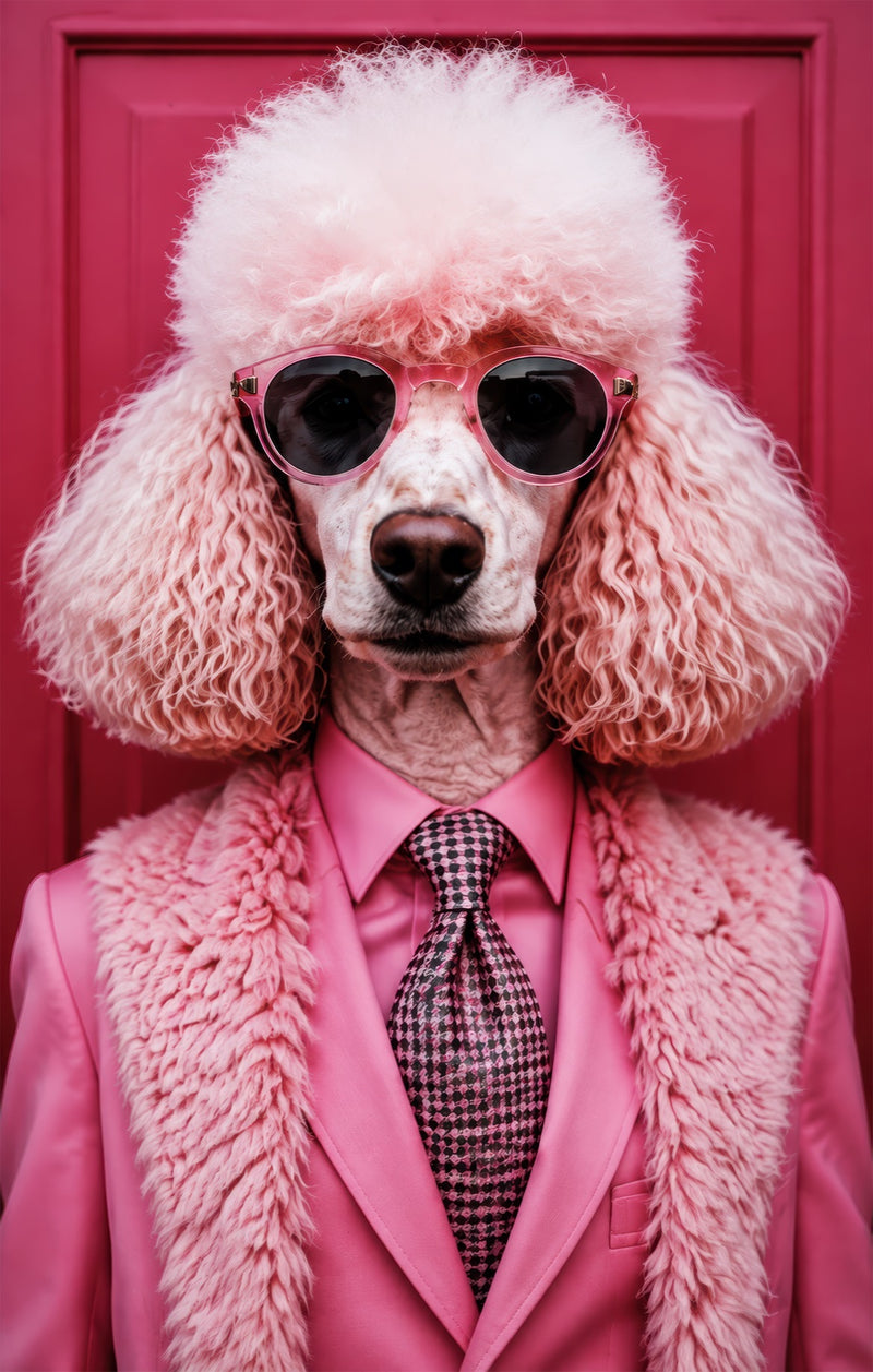 Pink Poodle Executive Glass Wall Art