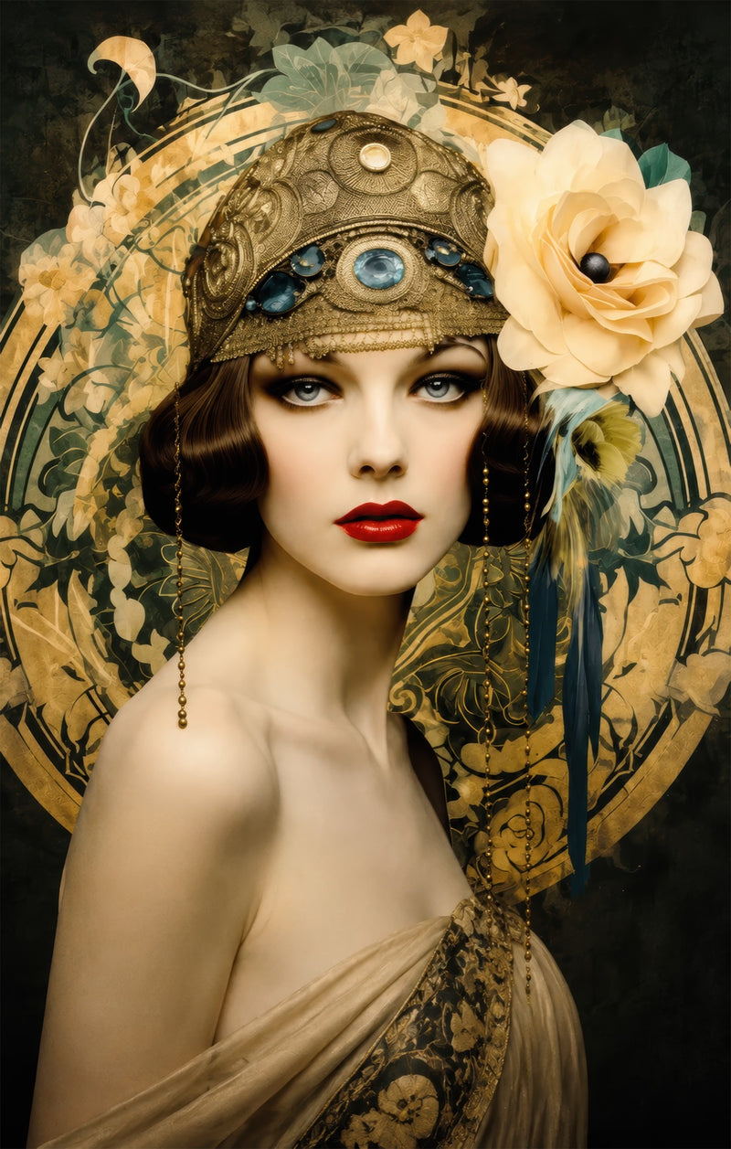Gilded Floral Muse Glass Wall Art