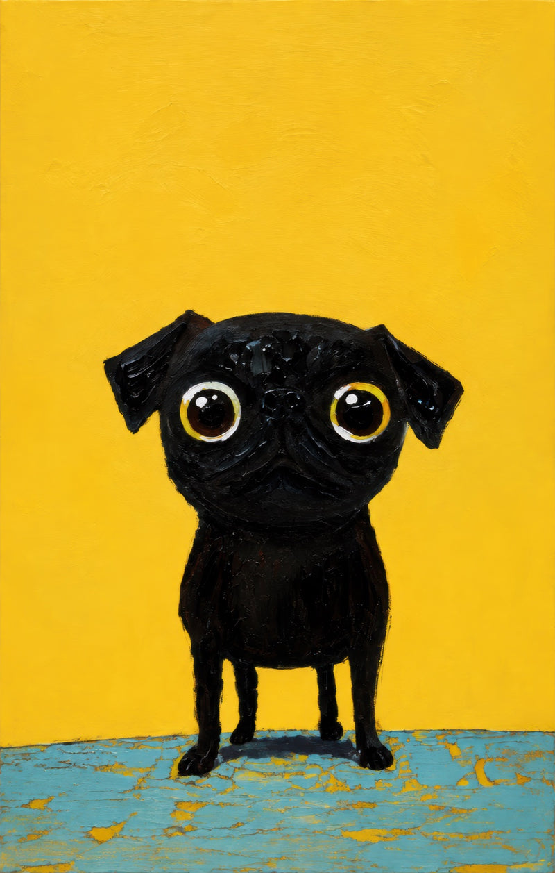 Little Black Pug Glass Wall Art
