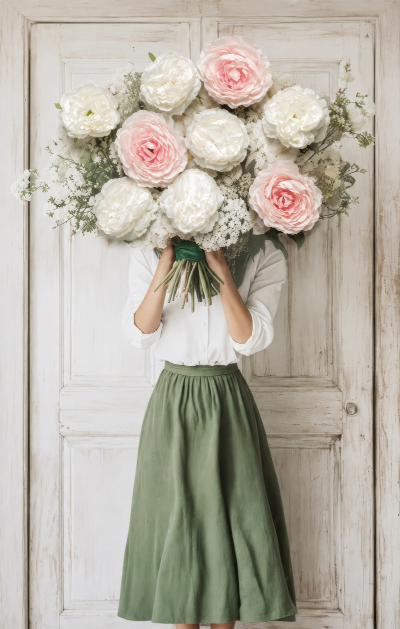 Hidden By Peonies Glass Wall Art