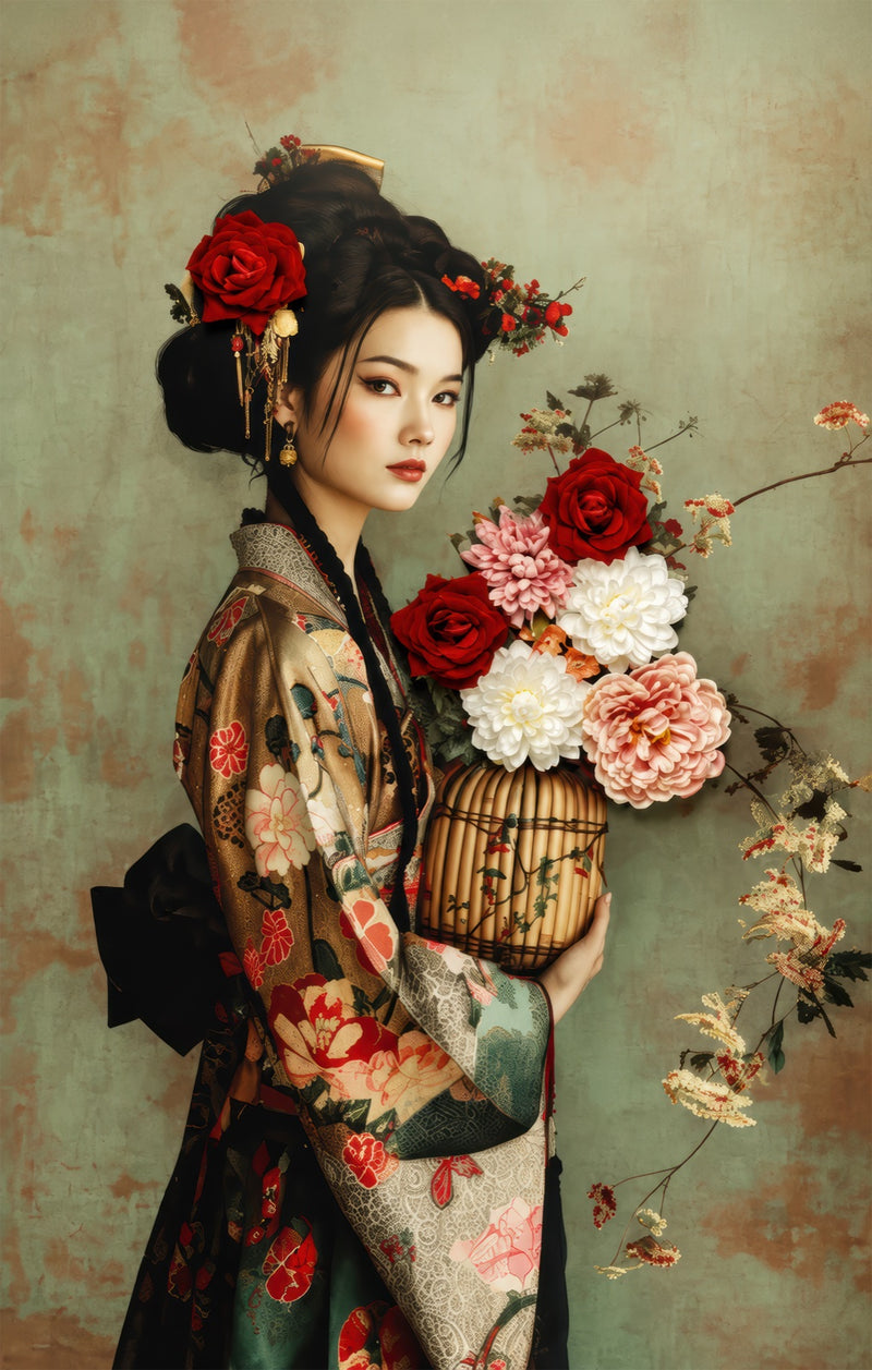 Rose Kimono Glass Wall Art