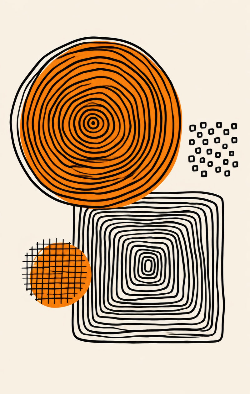 Orange Geometric Ripples Glass Wall Art