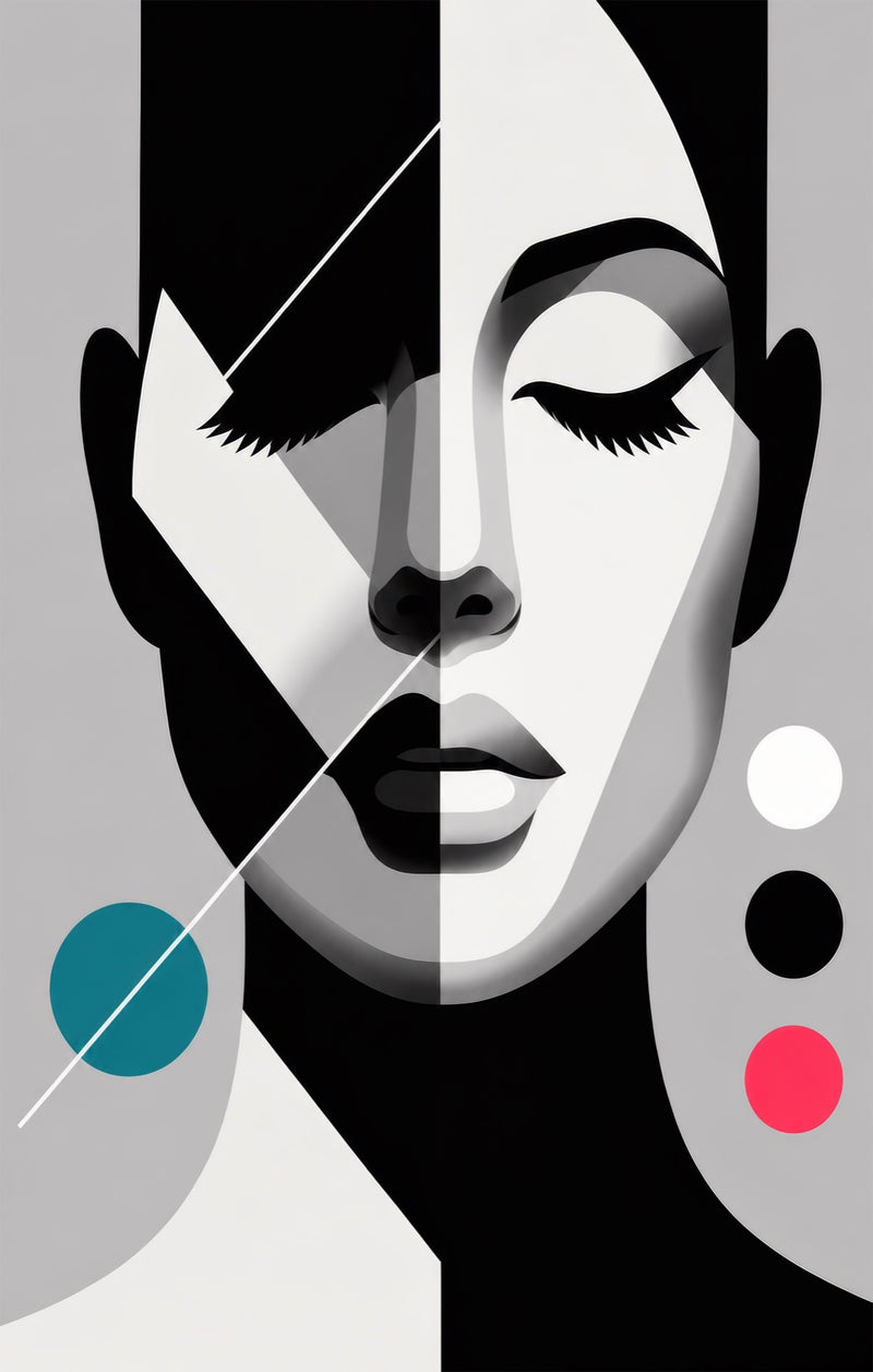 Monochrome Geometric Muse Glass Wall Art