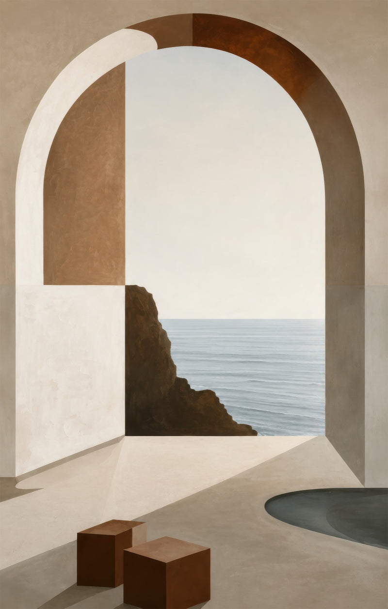 Coastal Arch Retreat Glass Wall Art