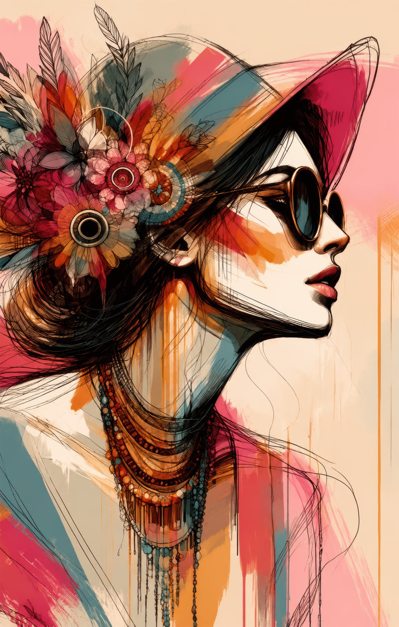Bohemian Summer Muse Glass Wall Art