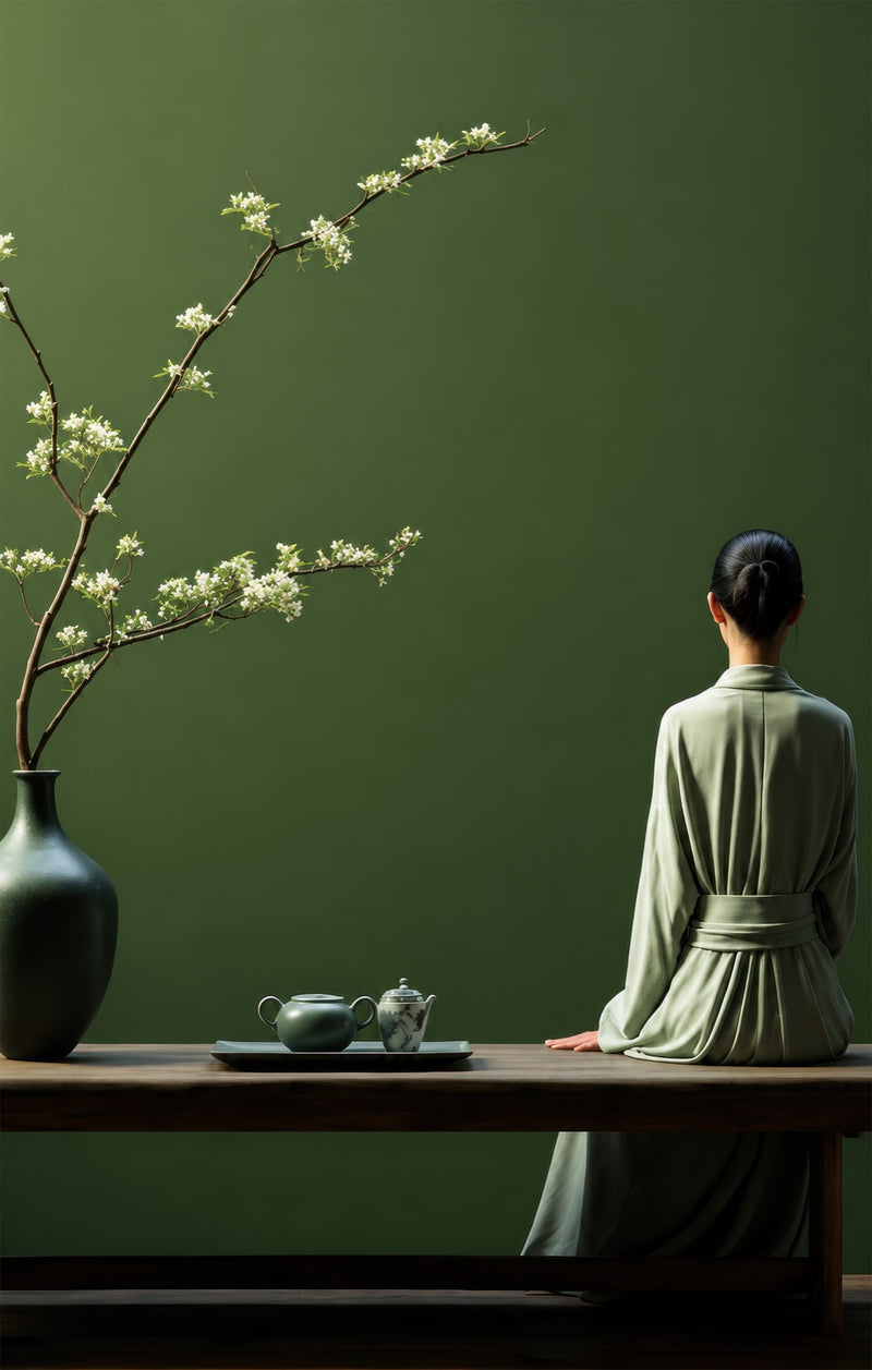 Quiet Tea Meditation Glass Wall Art