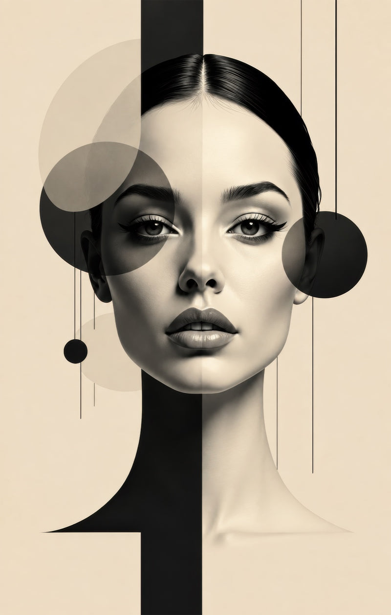 Geometric Monochrome Beauty Glass Wall Art