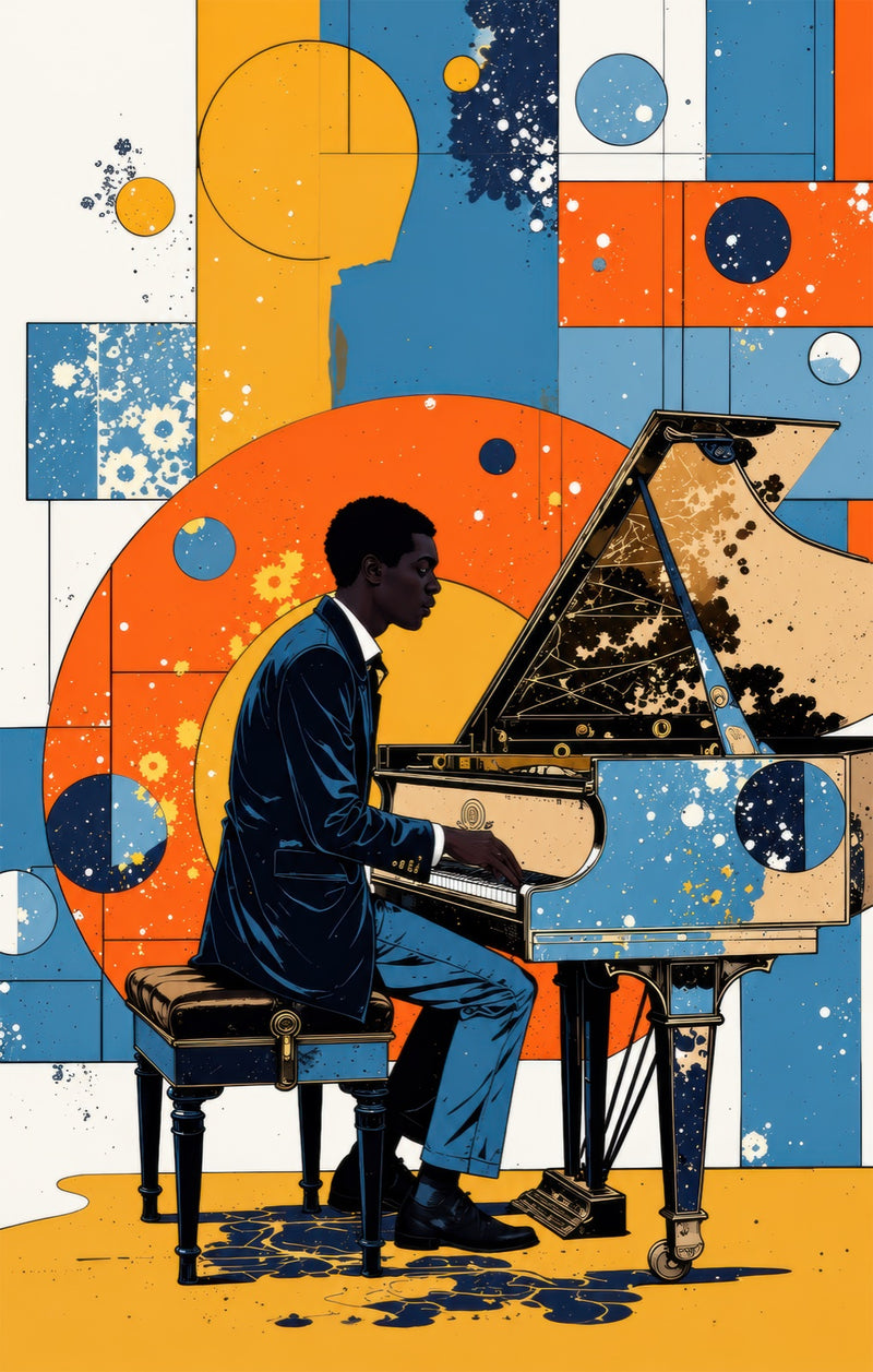 Modern Jazz Pianist Glass Wall Art
