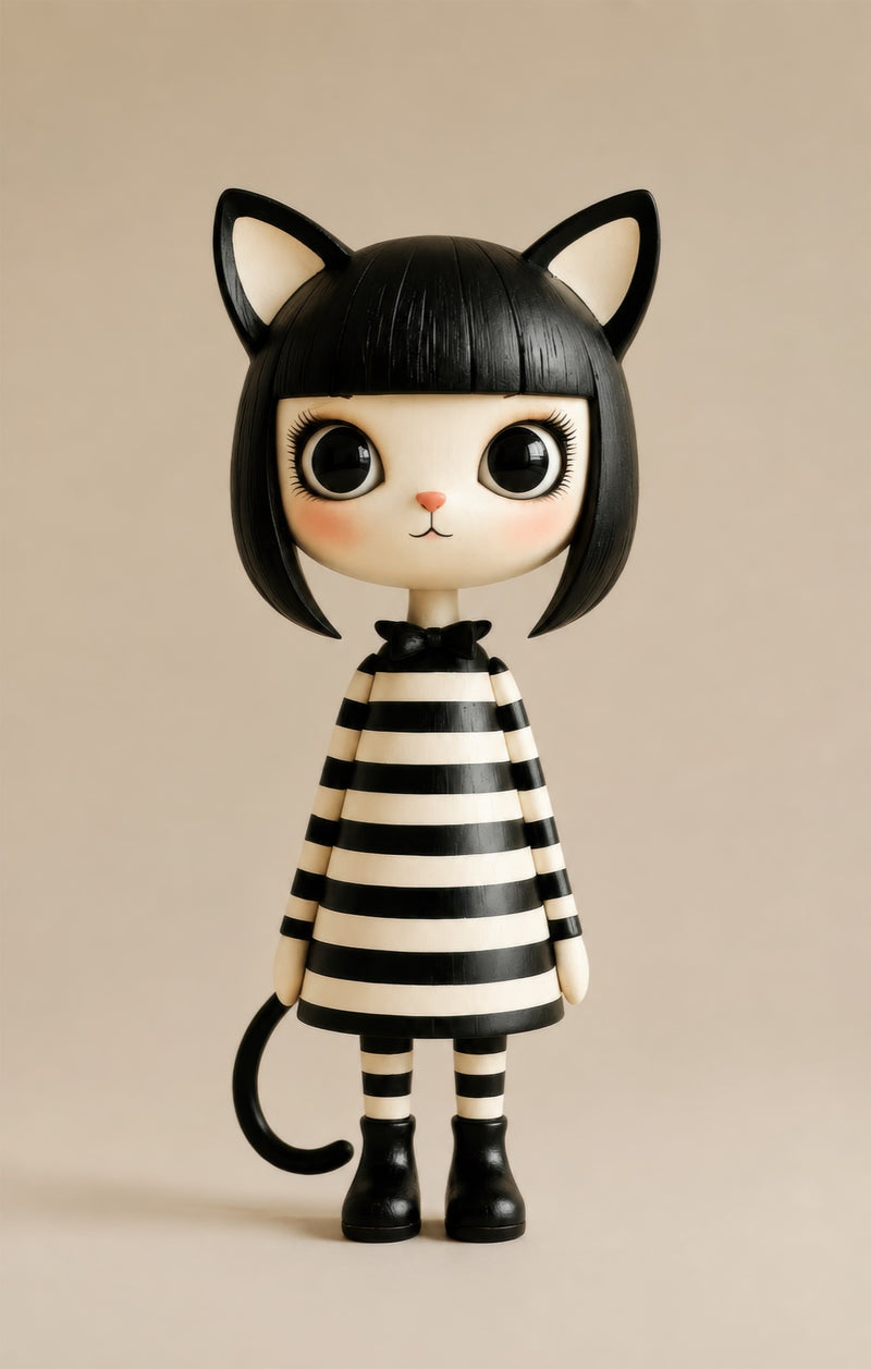 Striped Cat Girl Glass Wall Art