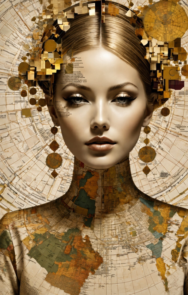 Cartographic Muse Glass Wall Art