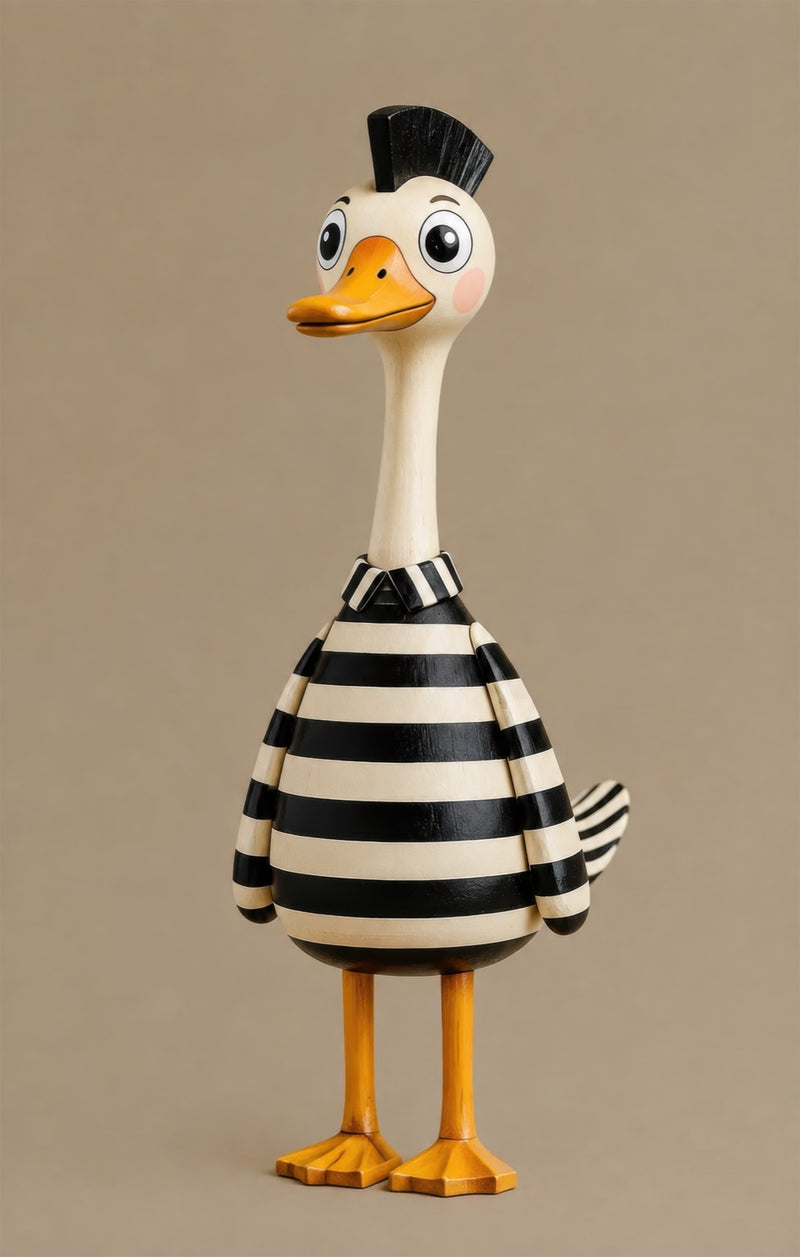 Striped Duck Character Glass Wall Art