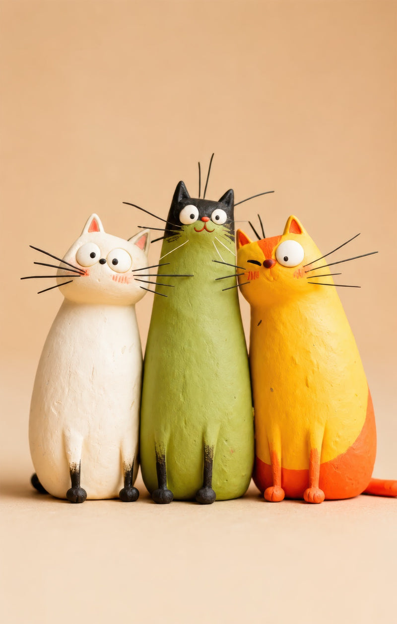 Three Curious Cats Glass Wall Art