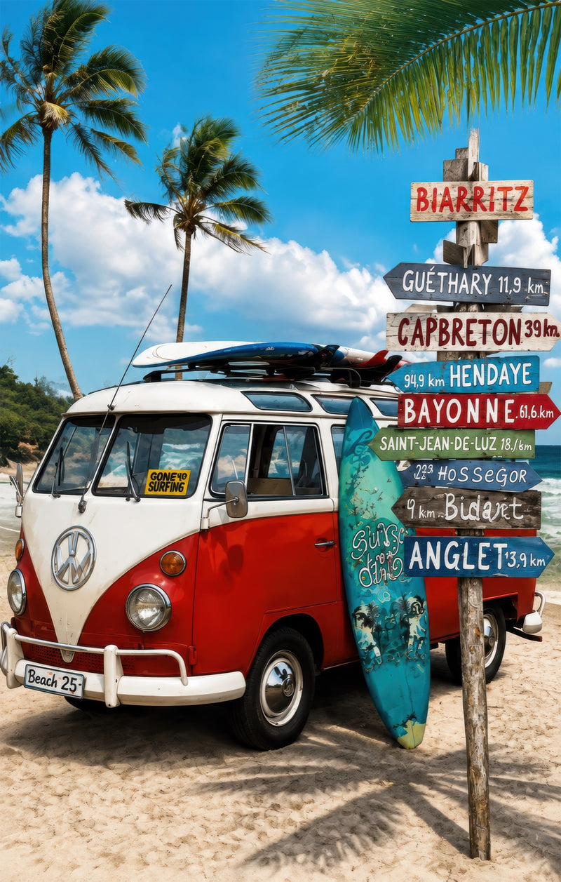 Biarritz Surf Adventure Glass Wall Art