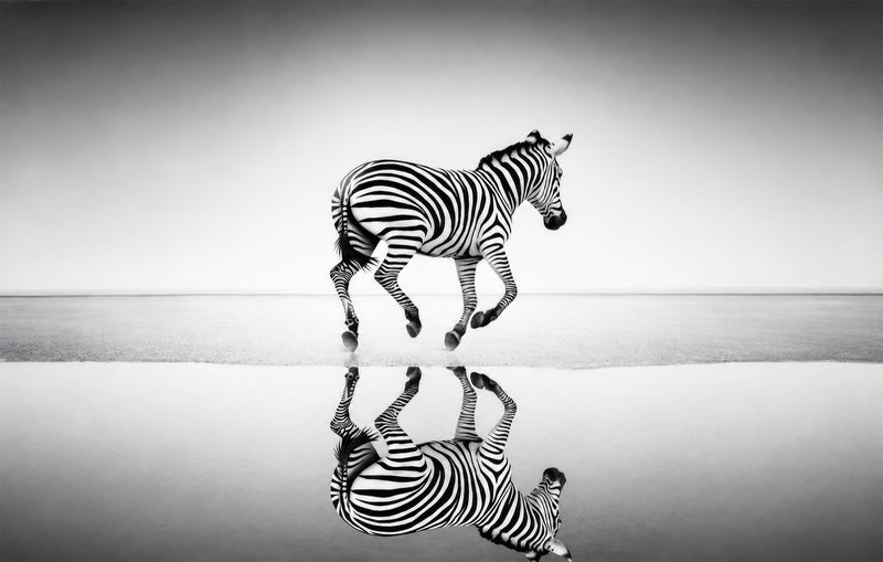 Reflecting Running Zebra Glass Wall Art