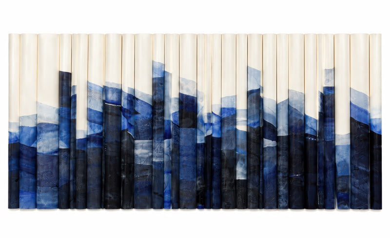 Blue Folded Mountains Glass Wall Art