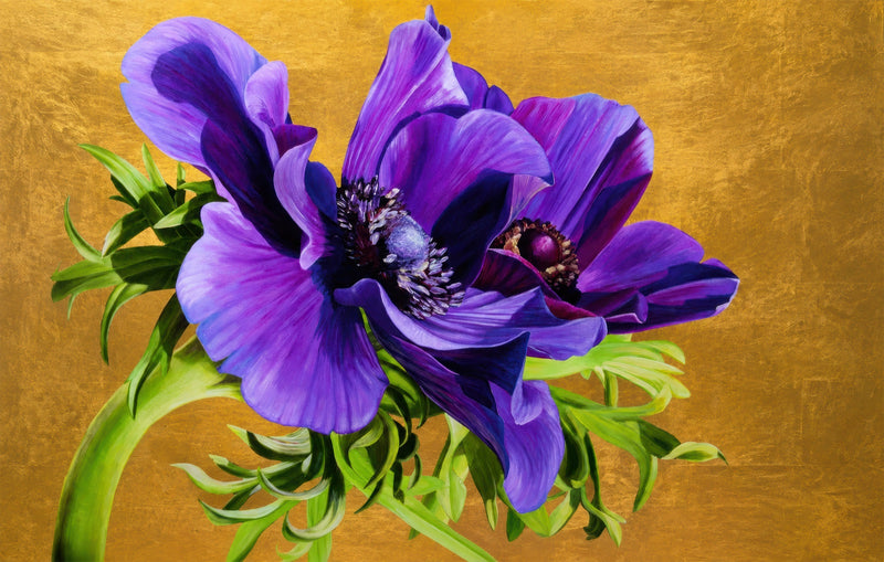 Purple Anemone Blooms Glass Wall Art