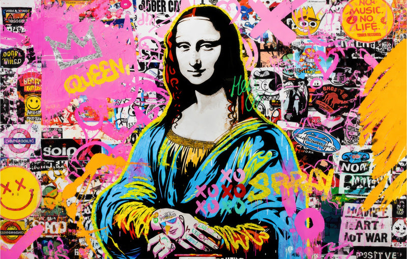 Graffiti Mona Lisa Glass Wall Art