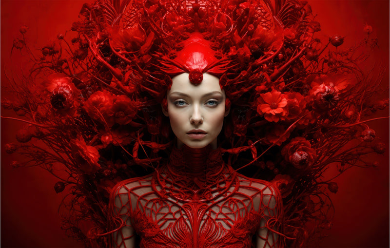 Crimson Floral Empress Glass Wall Art