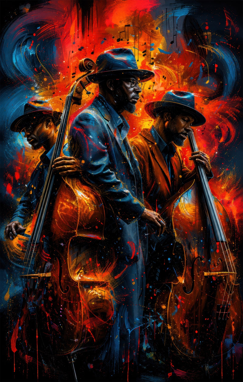 Blazing Bass Duo Vertical Glass Wall Art