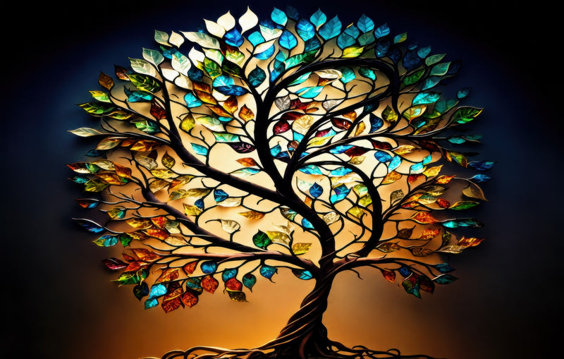 Roots of Light-Tree Of Life Tempered Glass Wall Art