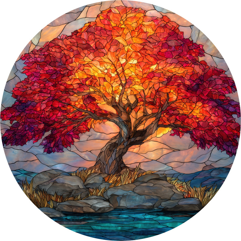 Autumn Blaze Tree - Tempered Glass Wall Art