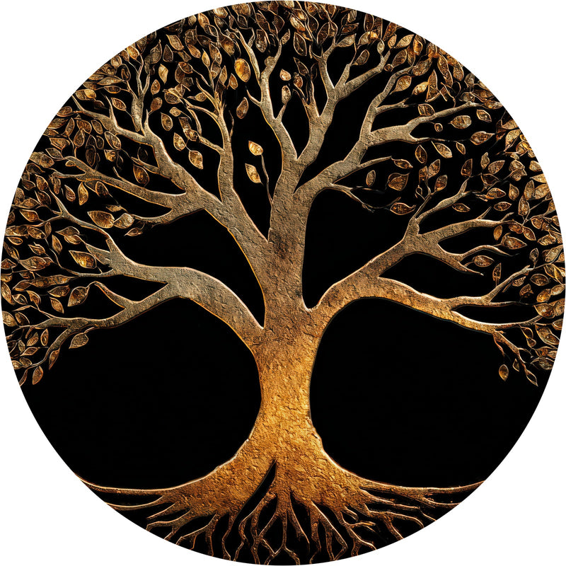 Golden Tree Of Life - Tempered Glass Wall Art