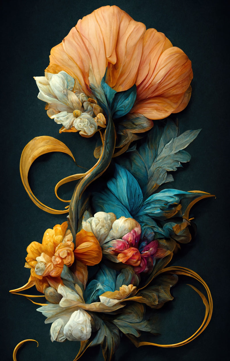 Vintage Flowers - Tempered Glass Wall Art