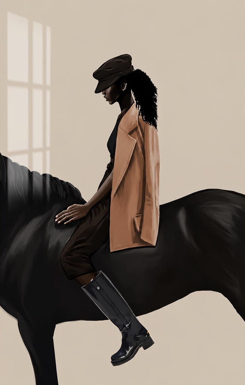 Midnight Equestrian Glass Wall Art