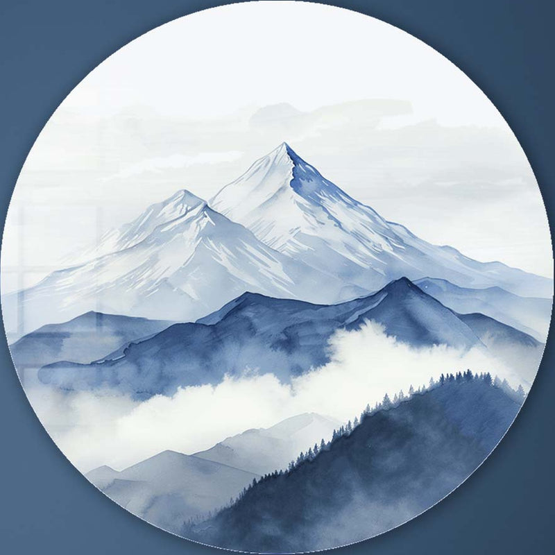 Layers of Blue - Rounded Glass Wall Art