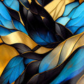 Artronauts Glass Print Blue & Golden Abstract