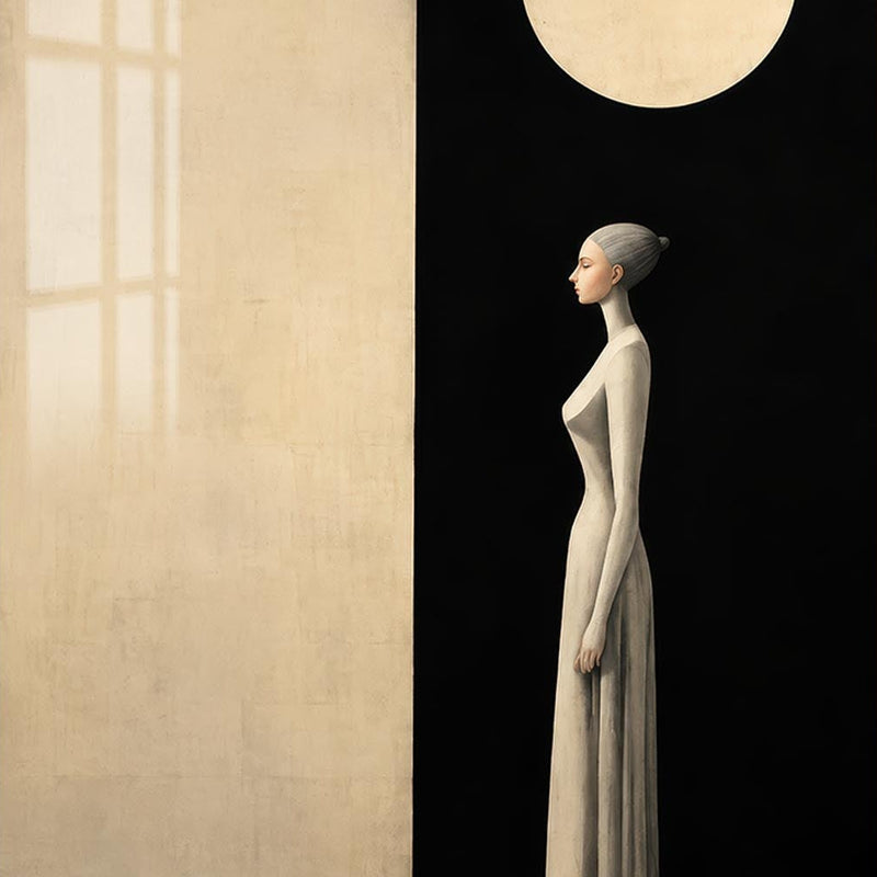 Woman Under The Moon Glass Wall Art