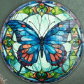 Stained ButterfIy V - Rounded Glass Wall Art