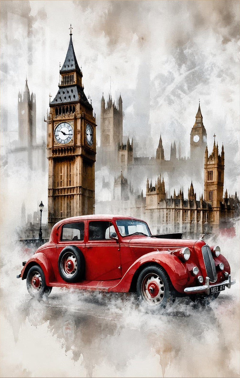 Vintage London Drive Glass Wall Art