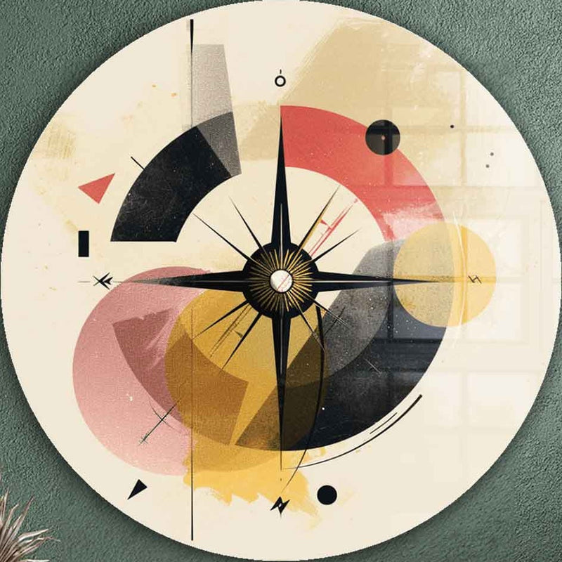 Abstract Compass - Rounded Glass Wall Art