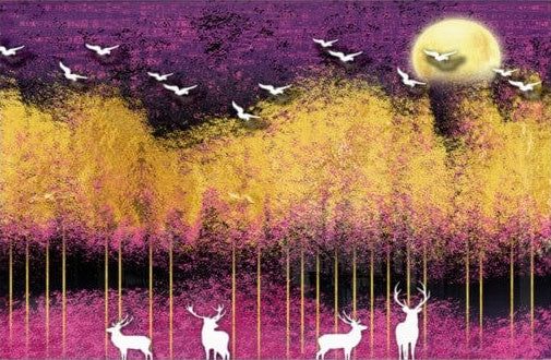 Artronauts Art Glass Print Deers and Forest