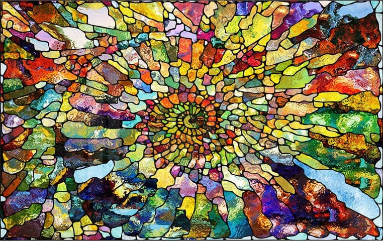 Colourful Spiral Stained Glass Patterns
