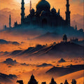 Desert Mosque Journey- Islamic Tempered Glass Wall Art