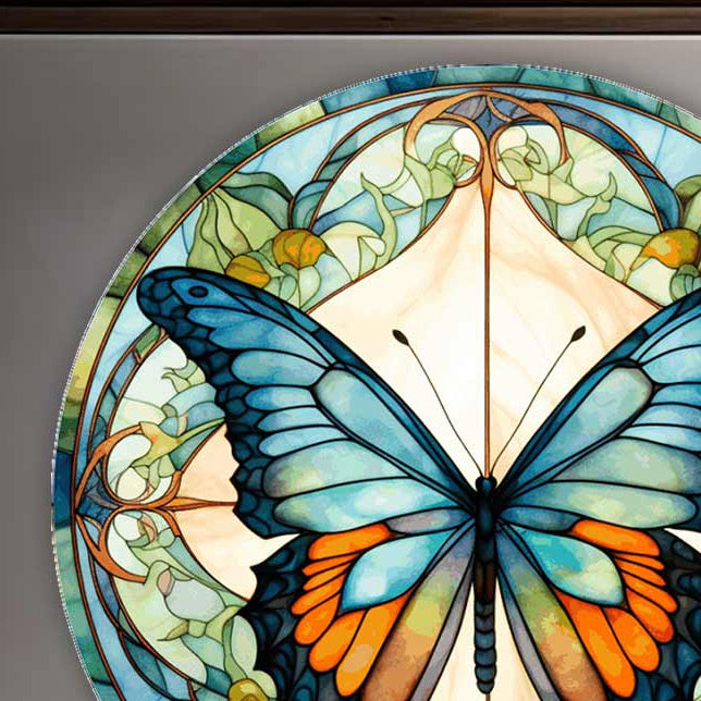 Stained ButterfIy VI - Rounded Glass Wall Art