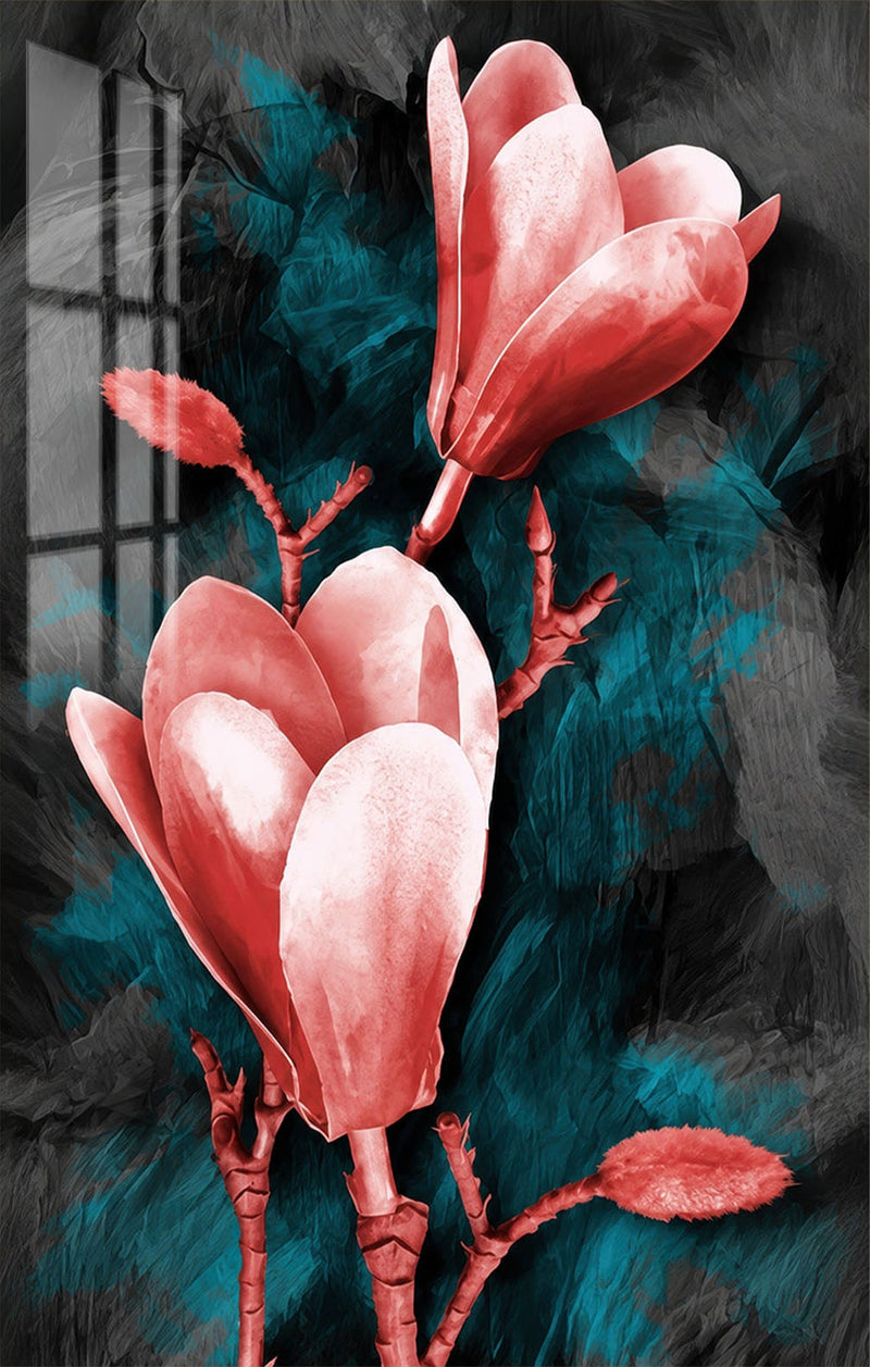 Midnight Magnolias Glass Wall Art