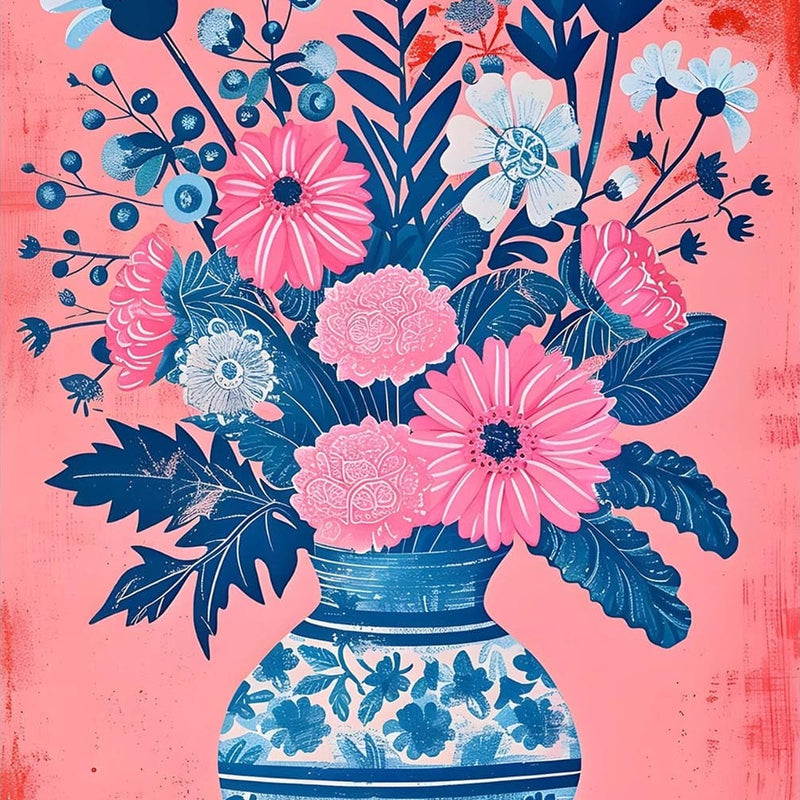 Floral Vase-Abstract Tempered Glass Wall Art
