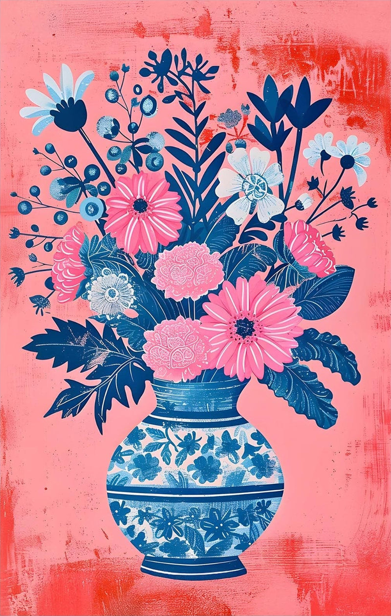 Floral Vase-Abstract Tempered Glass Wall Art
